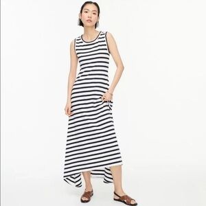 J. Crew 100% Cotton High-Low Maxi Dress Blue White Stripe Sleeveless Maxi Size M